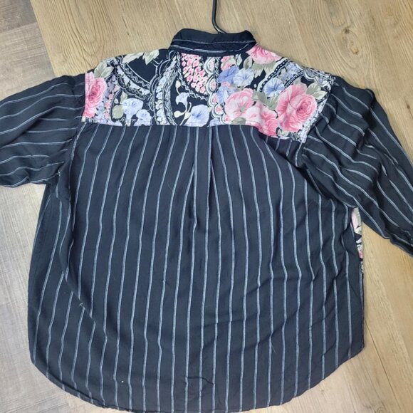 Vintage Tony France pattern block button up shirt with 3/4 sleeves - Size Large - Picture 3 of 5